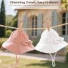 imageKonssy Muslin Baby Sun Hat UPF 50 Sun Protection Wide Brim Summer Beach Hat with Chin Strap Breathable Bucket HatWhite Pink