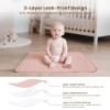 imageKonssy Muslin Cotton Diaper Changing Pad 2 PackPortable Baby Changing Mat with Terry Backing LeakProof Soft ampamp Foldable Travel Pad Shower Gift for Newborn GirlsPink Blossom