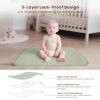 imageKonssy Muslin Cotton Diaper Changing Pad 2 PackPortable Baby Changing Mat with Terry Backing LeakProof Soft ampamp Foldable Travel Pad Shower Gift for Newborn GirlsWoodland Sage