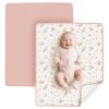 imageKonssy Muslin Cotton Diaper Changing Pad 2 PackPortable Baby Changing Mat with Terry Backing LeakProof Soft ampamp Foldable Travel Pad Shower Gift for Newborn GirlsPink Blossom