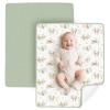 imageKonssy Muslin Cotton Diaper Changing Pad 2 PackPortable Baby Changing Mat with Terry Backing LeakProof Soft ampamp Foldable Travel Pad Shower Gift for Newborn GirlsWoodland Sage