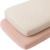 imageKonssy 2 Pack Muslin Bassinet Sheets for Baby Boy 100 Cotton Soft Breathable Bassinet Mattress Sheets Fit for Hourglass Oval Cradle Rectangle Mattress NavyCreamPink  Cream