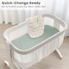 imageKonssy 2 Pack Muslin Bassinet Sheets for Baby Boy 100 Cotton Soft Breathable Bassinet Mattress Sheets Fit for Hourglass Oval Cradle Rectangle Mattress NavyCreamLeafy green