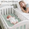 imageKonssy 2 Pack Muslin Bassinet Sheets for Baby Boy 100 Cotton Soft Breathable Bassinet Mattress Sheets Fit for Hourglass Oval Cradle Rectangle Mattress NavyCreamLeafy green