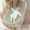 imageKonssy 2 Pack Muslin Bassinet Sheets for Baby Boy 100 Cotton Soft Breathable Bassinet Mattress Sheets Fit for Hourglass Oval Cradle Rectangle Mattress NavyCreamWoodland sage