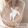 imageKonssy 2 Pack Muslin Bassinet Sheets for Baby Boy 100 Cotton Soft Breathable Bassinet Mattress Sheets Fit for Hourglass Oval Cradle Rectangle Mattress NavyCreamSoft Blooms taupe