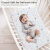 imageKonssy 2 Pack Muslin Bassinet Sheets for Baby Boy 100 Cotton Soft Breathable Bassinet Mattress Sheets Fit for Hourglass Oval Cradle Rectangle Mattress NavyCreamStar blue