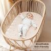 imageKonssy 2 Pack Muslin Bassinet Sheets for Baby Boy 100 Cotton Soft Breathable Bassinet Mattress Sheets Fit for Hourglass Oval Cradle Rectangle Mattress NavyCreamCoffee Check moon
