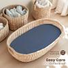 imageKonssy 2 Pack Muslin Bassinet Sheets for Baby Boy 100 Cotton Soft Breathable Bassinet Mattress Sheets Fit for Hourglass Oval Cradle Rectangle Mattress NavyCreamNavy cream