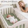 imageKonssy 2 Pack Muslin Bassinet Sheets for Baby Boy 100 Cotton Soft Breathable Bassinet Mattress Sheets Fit for Hourglass Oval Cradle Rectangle Mattress NavyCreamFog Green cream
