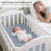 imageKonssy 2 Pack Muslin Bassinet Sheets for Baby Boy 100 Cotton Soft Breathable Bassinet Mattress Sheets Fit for Hourglass Oval Cradle Rectangle Mattress NavyCreamStar blue