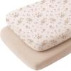 imageKonssy 2 Pack Muslin Bassinet Sheets for Baby Boy 100 Cotton Soft Breathable Bassinet Mattress Sheets Fit for Hourglass Oval Cradle Rectangle Mattress NavyCreamBlossom cream