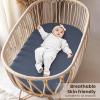 imageKonssy 2 Pack Muslin Bassinet Sheets for Baby Boy 100 Cotton Soft Breathable Bassinet Mattress Sheets Fit for Hourglass Oval Cradle Rectangle Mattress NavyCreamNavy cream