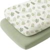 imageKonssy 2 Pack Muslin Bassinet Sheets for Baby Boy 100 Cotton Soft Breathable Bassinet Mattress Sheets Fit for Hourglass Oval Cradle Rectangle Mattress NavyCreamPalm Paradise sage