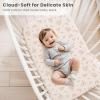 imageKonssy 2 Pack Muslin Bassinet Sheets for Baby Boy 100 Cotton Soft Breathable Bassinet Mattress Sheets Fit for Hourglass Oval Cradle Rectangle Mattress NavyCreamSoft Blooms taupe
