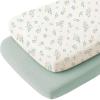 imageKonssy 2 Pack Muslin Bassinet Sheets for Baby Boy 100 Cotton Soft Breathable Bassinet Mattress Sheets Fit for Hourglass Oval Cradle Rectangle Mattress NavyCreamLeafy green