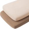 imageKonssy 2 Pack Muslin Bassinet Sheets for Baby Boy 100 Cotton Soft Breathable Bassinet Mattress Sheets Fit for Hourglass Oval Cradle Rectangle Mattress NavyCreamBrown summer Wheat