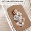 imageKonssy 2 Pack Muslin Bassinet Sheets for Baby Boy 100 Cotton Soft Breathable Bassinet Mattress Sheets Fit for Hourglass Oval Cradle Rectangle Mattress NavyCreamBrown summer Wheat