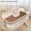 imageKonssy 2 Pack Muslin Bassinet Sheets for Baby Boy 100 Cotton Soft Breathable Bassinet Mattress Sheets Fit for Hourglass Oval Cradle Rectangle Mattress NavyCreamBrown summer Wheat
