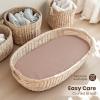 imageKonssy 2 Pack Muslin Bassinet Sheets for Baby Boy 100 Cotton Soft Breathable Bassinet Mattress Sheets Fit for Hourglass Oval Cradle Rectangle Mattress NavyCreamSoft Blooms taupe