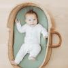imageKonssy 2 Pack Muslin Bassinet Sheets for Baby Boy 100 Cotton Soft Breathable Bassinet Mattress Sheets Fit for Hourglass Oval Cradle Rectangle Mattress NavyCreamLeafy green