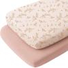 imageKonssy 2 Pack Muslin Bassinet Sheets for Baby Boy 100 Cotton Soft Breathable Bassinet Mattress Sheets Fit for Hourglass Oval Cradle Rectangle Mattress NavyCreamFloral  Pink