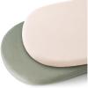 imageKonssy 2 Pack Muslin Bassinet Sheets for Baby Boy 100 Cotton Soft Breathable Bassinet Mattress Sheets Fit for Hourglass Oval Cradle Rectangle Mattress NavyCreamFog Green cream