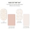 imageKonssy 3 Pack Stretchy Bassinet Sheets for Baby Girl Boy Soft Breathable Baby Bassinet Mattress Sheets Fit for Hourglass Oval Cradle Moses Basket Rectangle Mattress Coffee CheckBlossom