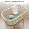 imageKonssy 3 Pack Stretchy Bassinet Sheets for Baby Girl Boy Soft Breathable Baby Bassinet Mattress Sheets Fit for Hourglass Oval Cradle Moses Basket Rectangle Mattress Coffee CheckDino Dreams