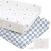 imageKonssy 2 Pack Muslin Changing Pad Covers for Boys Ultra Soft ampamp Breathable Cotton Baby Diaper Changing Table Covers Neutral Nursery Diaper Changing Pad Sheets Dreamfield SkyBaby Blue PlaidDreamfield Sky Baby Blue Plaid