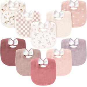 imageKonssy 10Pack Muslin Baby Bibs Soft Cotton Bandana Bibs for Drooling ampamp Teething Unisex Solid Colors for Boys ampamp Girls Newborn ampamp Infant Perfect Shower GiftMauve