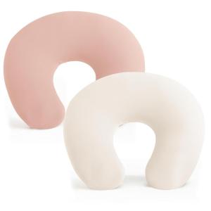 imageKonssy 2 Pack Nursing Pillow Covers Stretchy and Soft Nursing Cover for Breastfeeding Pillow Slipcover for Baby Girls Boys Newborn Beige BlossomBeige  Pink