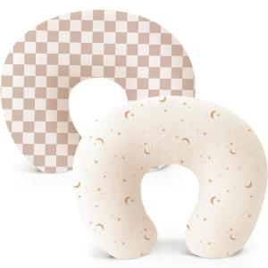imageKonssy 2Pack Muslin Nursing Pillow Covers Soft ampamp Adorable Nursing Covers for Breastfeeding Pillows Slipcovers for Newborn Boys ampamp GirlsCoffee CheckMoonCoffee Check moon