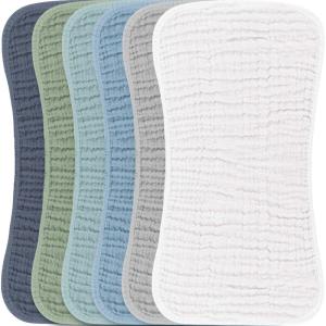 imageKonssy Muslin Baby Burp Cloths Sets for Unisex 6 Pack Large 100 Cotton Burping Clothes for Newborn Baby Girls and BoysGreen Forest