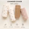 image:imageKonssy Muslin Baby Lounger Cover 2 Pack 100 Cotton Newborn Lounger Cover Soft and Breathable Lounger Cover for Boys Girls Covers Only PlanetNavyPink Sun  Khaki Leaf