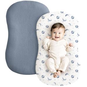 image:imageKonssy Muslin Baby Lounger Cover 2 Pack 100 Cotton Newborn Lounger Cover Soft and Breathable Lounger Cover for Boys Girls Covers Only PlanetNavyPlanet  Navy