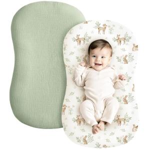 image:imageKonssy Muslin Baby Lounger Cover 2 Pack 100 Cotton Newborn Lounger Cover Soft and Breathable Lounger Cover for Boys Girls Covers Only PlanetNavyWoodland  Sage