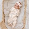 image:imageKonssy Baby Girl Newborn Receiving Blanket with Matching Headband and Beanie Set Baby Swaddle Nursery Swaddle WrapPink Spring
