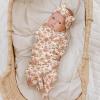 image:imageKonssy Baby Girl Newborn Receiving Blanket with Matching Headband and Beanie Set Baby Swaddle Nursery Swaddle WrapVintage Petals