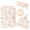 image:imageKonssy Baby Girl Newborn Receiving Blanket with Matching Headband and Beanie Set Baby Swaddle Nursery Swaddle WrapPink Spring
