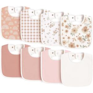 image:imageKonssy Baby Bibs 8 Pack Baby Drool Bibs for Unisex Boys and Girls Soft Absorbent Set for Teething and DroolingFloral